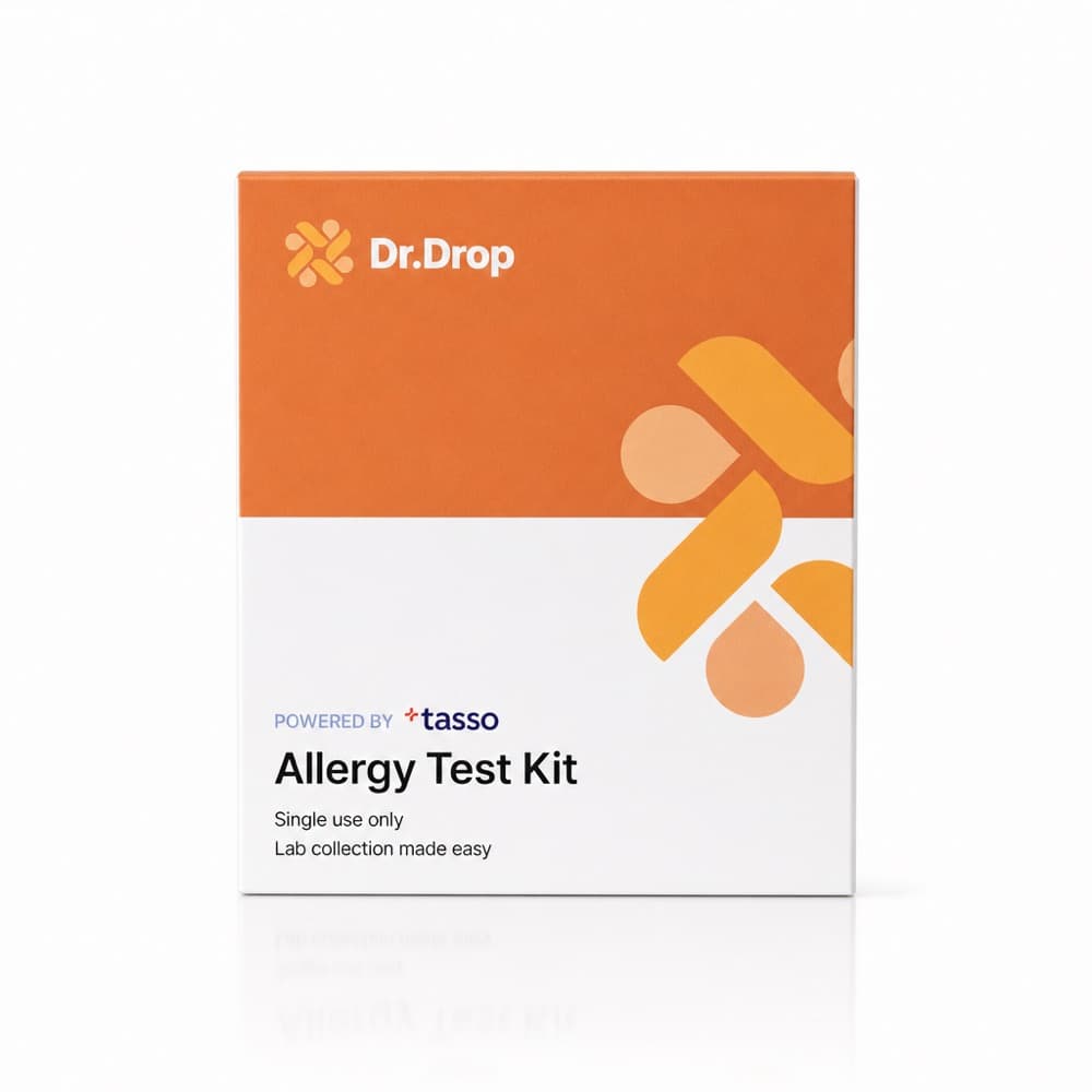 The Dr.Drop at-home allergy test kit box