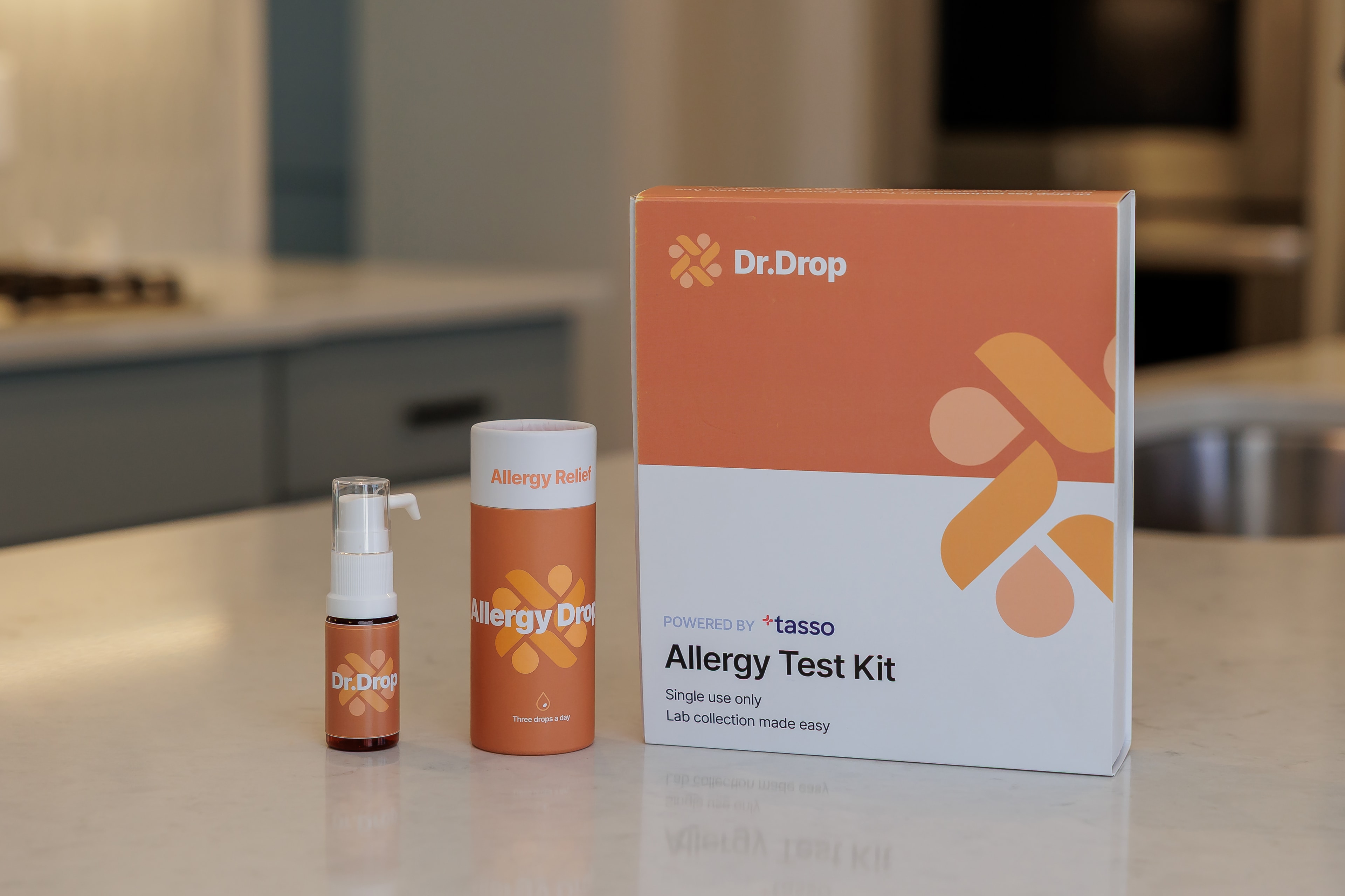 Dr.Drop allergy test kit, drops, and tube